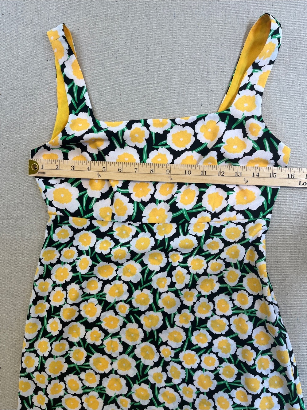 Diane Von Furstenberg Floral Mini Dress Yellow Daisy Print Size 2 - Picture 4 of 13